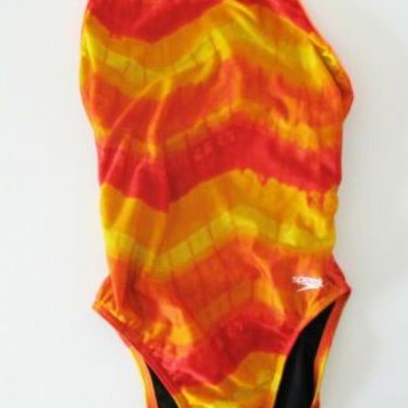 🆕 SPEEDO WOMEN'S ONE PIECE. TIE DYE FLYBACK. ORANGE/WHITE. Sz. 30. NWT. #0164 - Picture 12 of 15